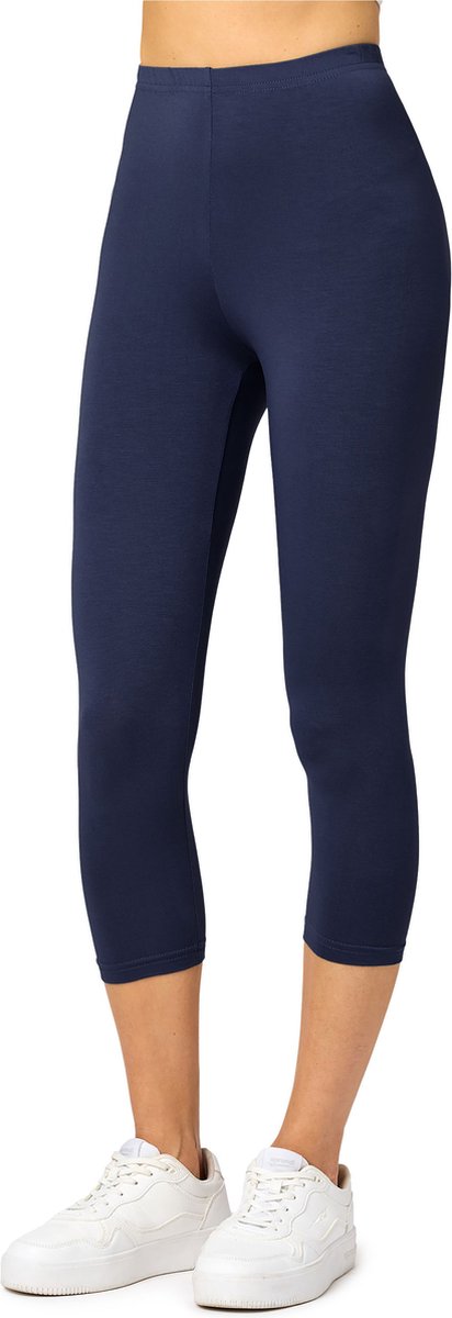 Merry Style MS-MS10-144-LE Dames Capri Leggings - Sport - Vrijetijdsbroek - 3/4 Lengte - Viscose - Sporbroek - Yogabroek - Marineblauw - S