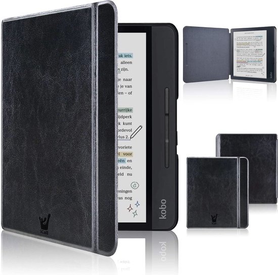 Hoesje geschikt voor Kobo Libra Colour - Book Case Premium Sleep Cover Leer Hoes met Auto/Wake Functie - Zwart van MMOBIEL — afbeelding 2