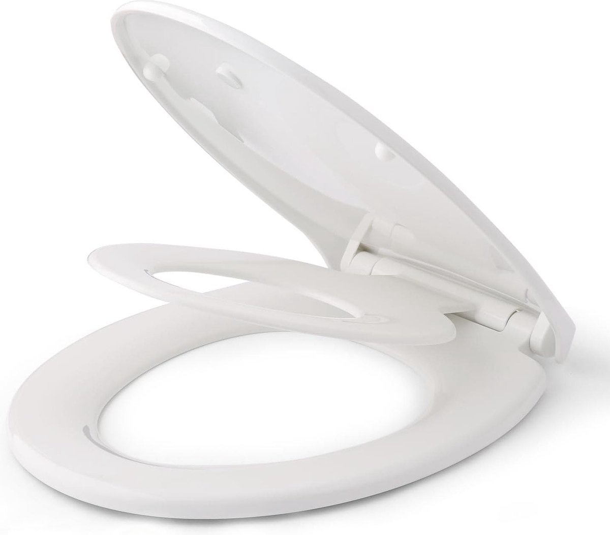 Goedkoopste Toiletdeksel met magnetisch kinderzitje softclose mechanisme verstelbaar scharnier quick-release functie O-vorm PP wc-bril (447 x 371 x 55 mm) Toiletbril voor kinderen