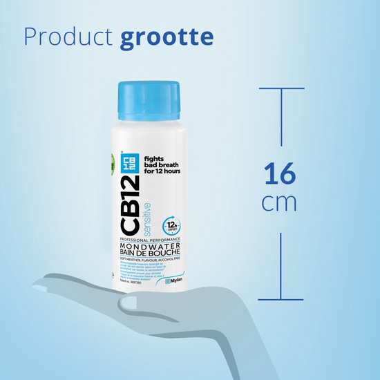 CB12 Sensitive Mondwater - 12 uur bescherming - Voor gevoelige tanden - Mentholsmaak - Alcoholvrij - 250 ml