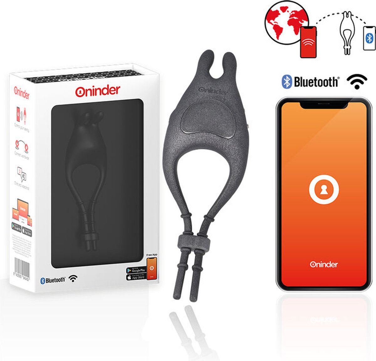 ONINDER - PAMPA RECHARGEABLE ADJUSTABLE VIBRATOR RING WITH CLITORIS STIMULATOR 10 SPEED - FREE APP | COCKRING | VIBREREND COCKRING | PENIS RING | SEKSSPEELTJES VOOR KOPPELS | SEKSSPEELTJES VOOR MANNEN