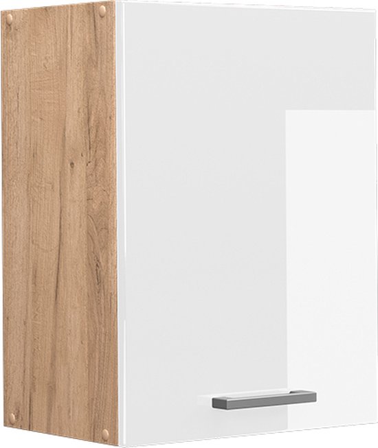 Vicco Armoire Suspendue R- Line, Wit Brillant/Marron, 45 cm