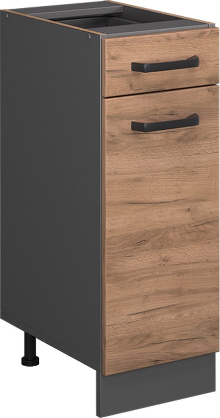 Vicco R- Line Cuisine Meuble bas de cuisine – 30 cm, WB Anthracite Chêne doré puissant, WB Anthracite