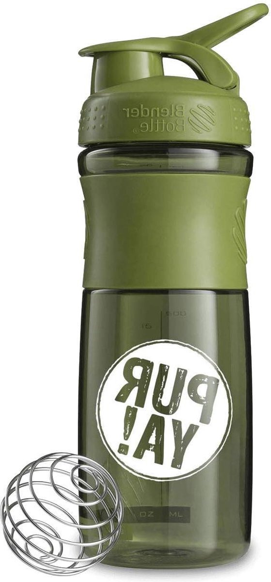 Goedkoopste Protein Shaker met Blenderbal - groen - wit - 760 ml
