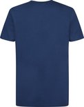 Marineblauw t-shirt met korte mouwen en een ronde hals, achterkant.