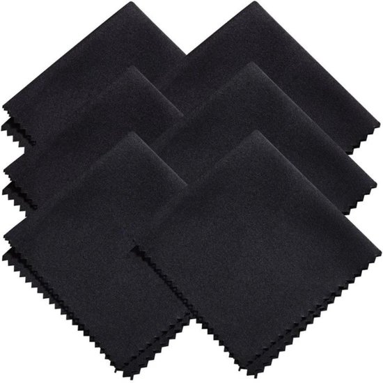 Brillendoekjes - 6 Stuks - Microvezeldoekjes - Brilpoetsdoekjes - Zwart