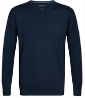 Profuomo Originale slim fit trui wol - heren pullover V-hals - navy blauw -  Maat: L