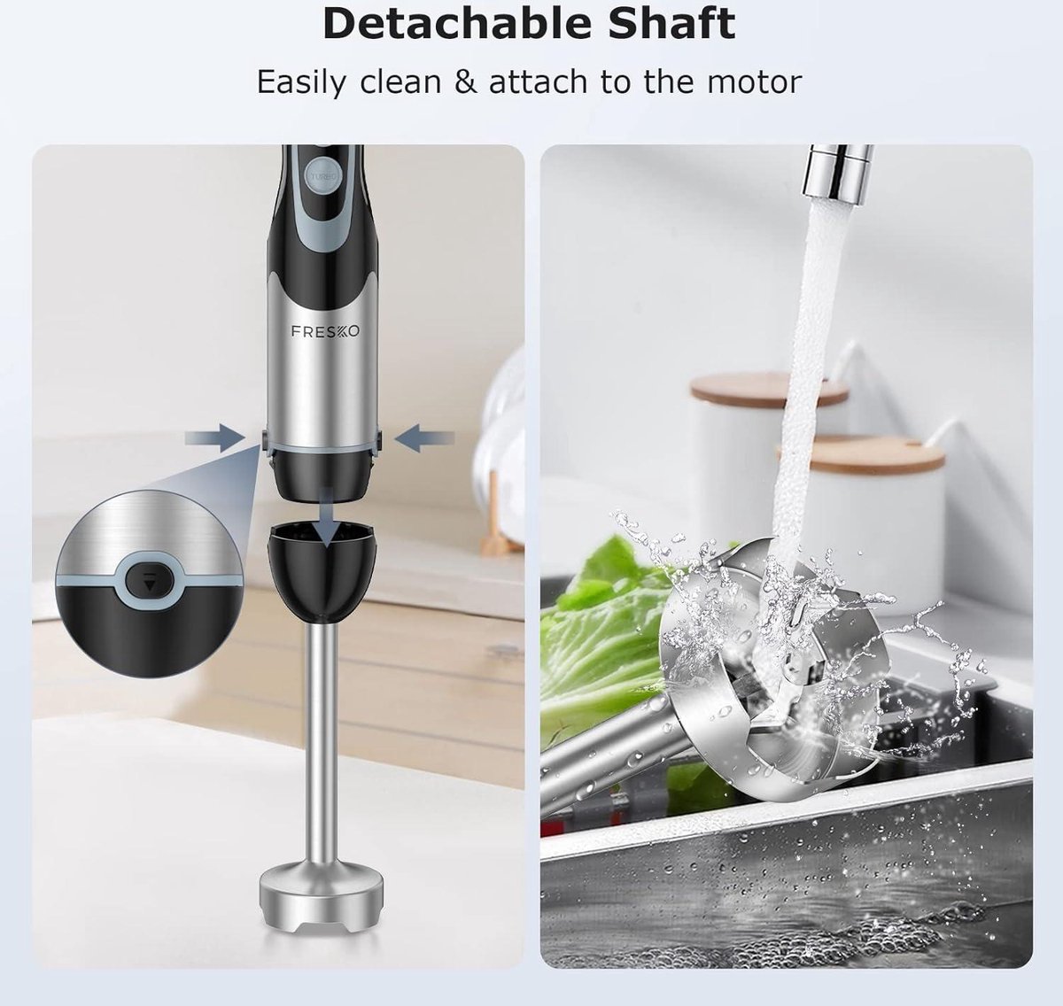 Mixeur Plongeant CEUKOZ 1100 W – 12 Vitesses, Turbo, Anti-rayures, Avec Fouet Et Mousseur à Lait