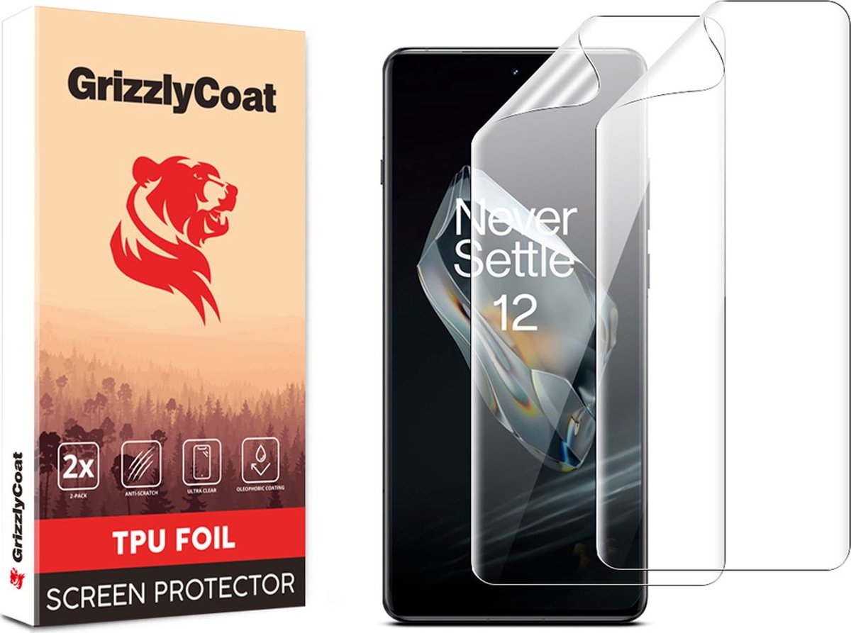 GrizzlyCoat Screenprotector geschikt voor OnePlus 12 Hydrogel TPU | GrizzlyCoat Screenprotector - Case Friendly (2-Pack)