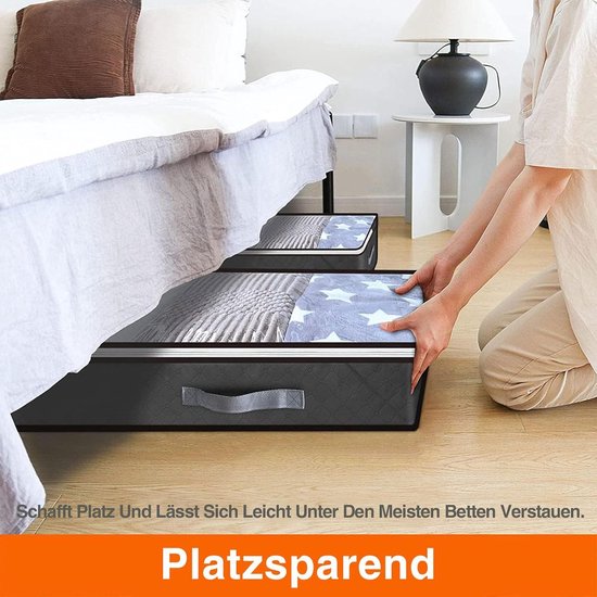 Opbergzakken voor onder het bed, 2 stuks grote dozen onder het bed, kledingopbergorganizer, verstelbare verdelers, doorzichtige opvouwbare dekbedden, dekbeddekbedden, containers met stevige