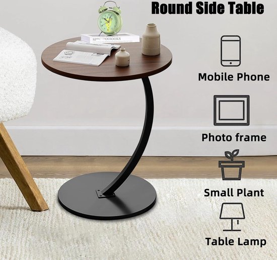 theetafel Ronde accenttafel, kleine massief houten bijzettafel