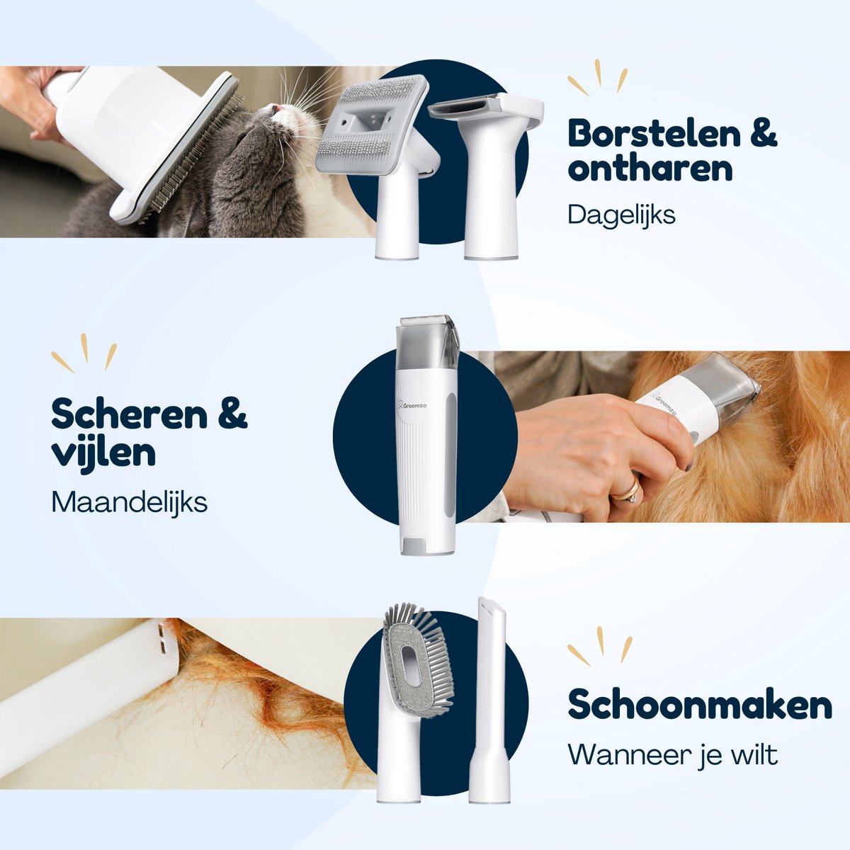 Hondentondeuse Met Stofzuiger - 20-Delig - 1,5L Opvangbak - Hondentrimmer Tondeuse - Honden Tondeuse - Honden Trimset - Incl. Video & E-book - Groomzo — afbeelding 6