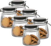Urban Living Weck pot/pot de conserve - 6x - 1L - verre - avec couvercle pivotant - couvercle noir mat