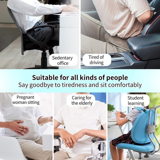 Coussin Orthopédique Assise + Soutien Lombaire – Mousse Mémoire De Forme Pour Bureau Et Voiture