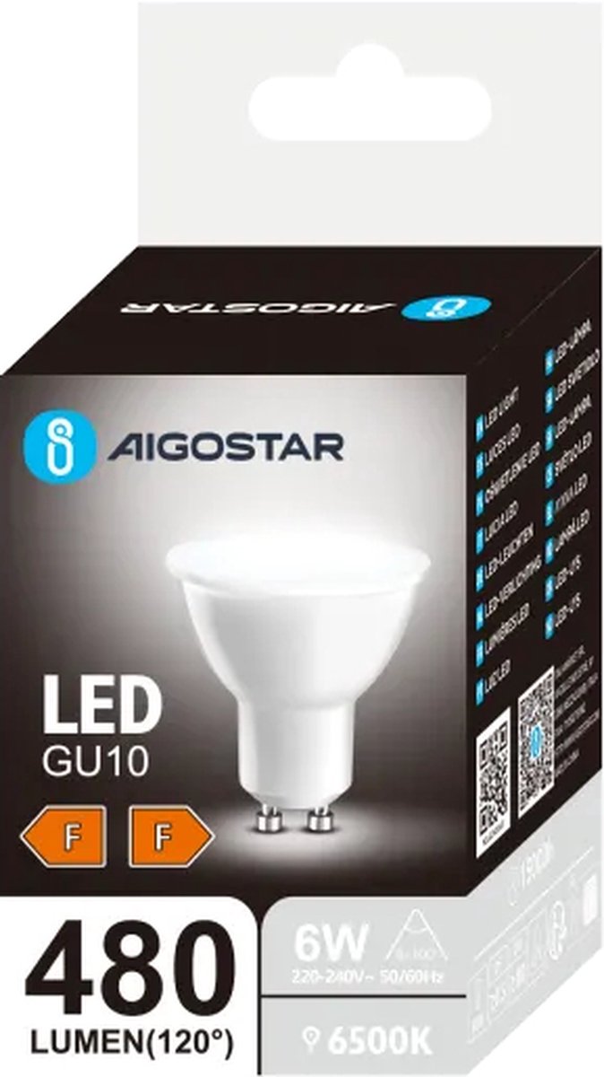Aigostar LED A5 GU10 - 6W 6400K - 1 Stuk