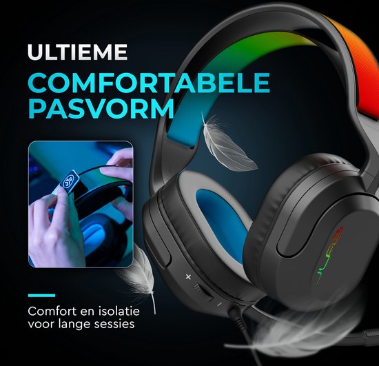 JLab Nightfall Gaming Headset met Microfoon - Headset PS5 - Koptelefoon met microfoon - Headset geschikt voor Laptop, PC, PS5, XBOX en Nintendo Switch - Verwisselbare Hoofdband