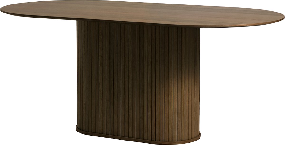 Olivine Lenn Houten Eettafel Gerookt Eiken - Ovaal - Japandi - 6 Persoons - Organisch - Donkerbruin - 180 x 95 x 75 cm