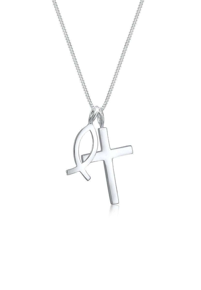 Elli - Halsketting - Dames Kruis Vis Hanger in 925 Sterling Zilver - Dames