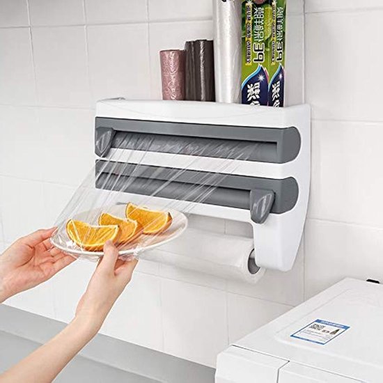 Keukenrolhouder, wandrolhouder voor keukenrol, niet boren, aluminium