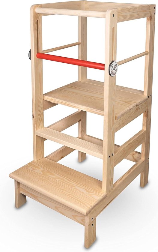 ComfortCove Montessori Leertoren, Leertoren vanaf 1 Jaar, Keukentoren voor Kinderen, Kinderkrukje, Activiteitentoren, Learning Tower, Montessori Observatietoren, 3-laags in Hoogte Verstelbare, Zwart