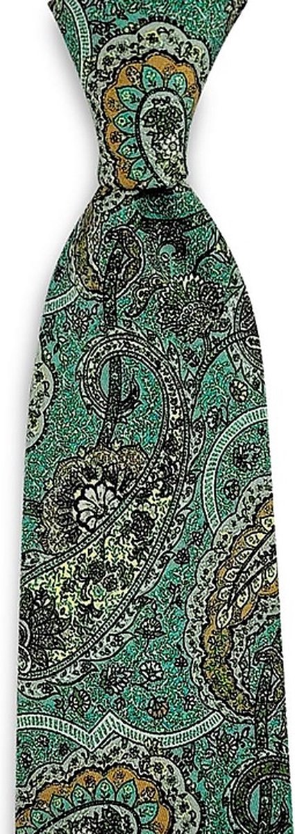 We Love Ties - Stropdassen - Stropdas turquoise paisley - turquoise / groen / bruin / grijs
