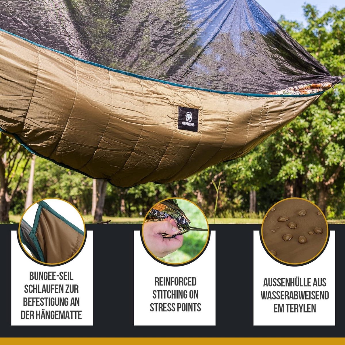 Isomatten onderdeken hangmat warmtebescherming ultralicht outdoor camping 280 x 120 cm (coyote bruin)