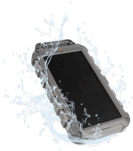 Xtorm 20W Solar Powerbank 10.000 MAh – Met Zonnepaneel, Zaklamp, USB-C En 2x USB-A, Waterdicht IPX5, Grijs