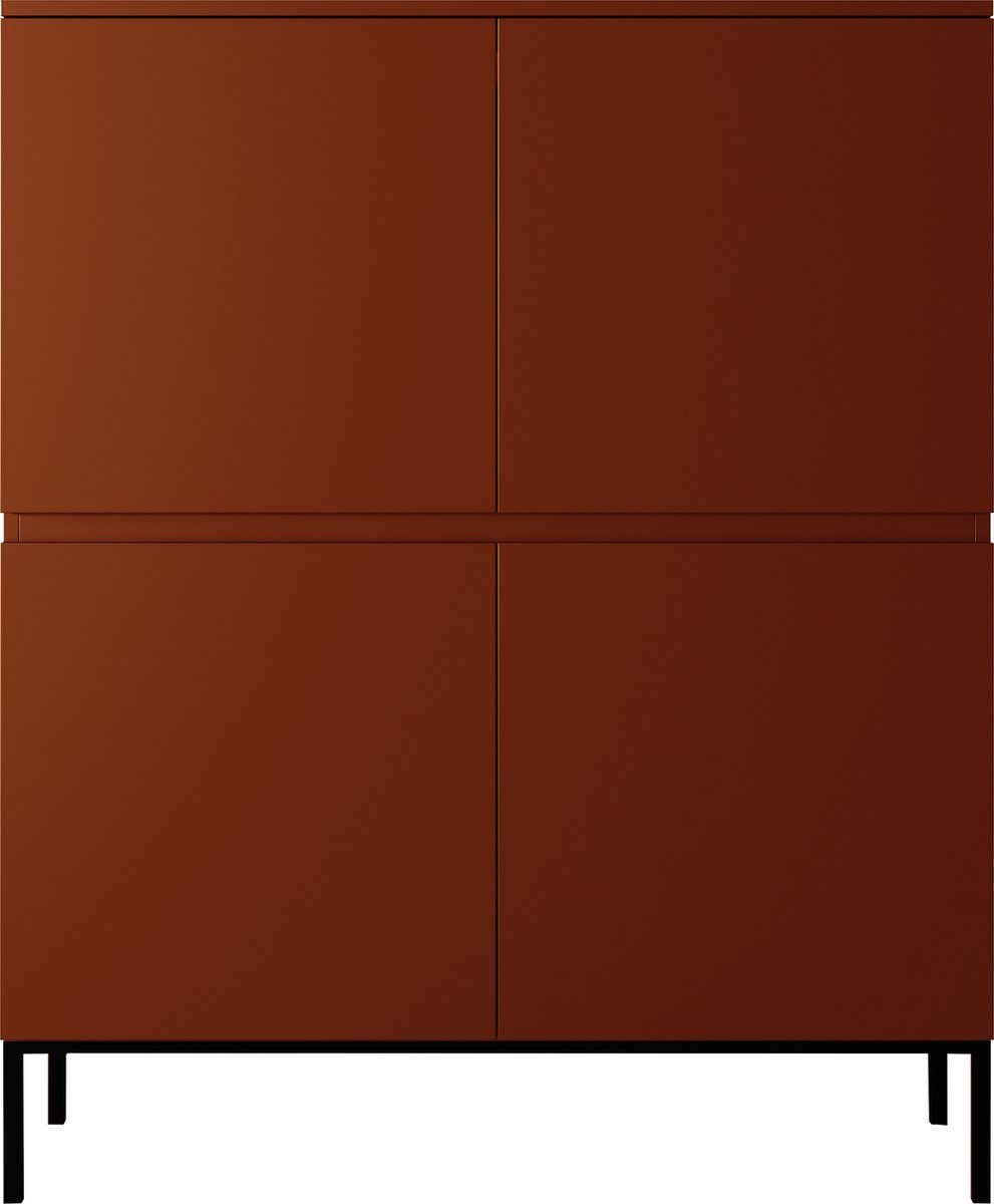 Selsey Bemmi - Hoge Dressoir - 100 cm - Baksteen met zwarte poten
