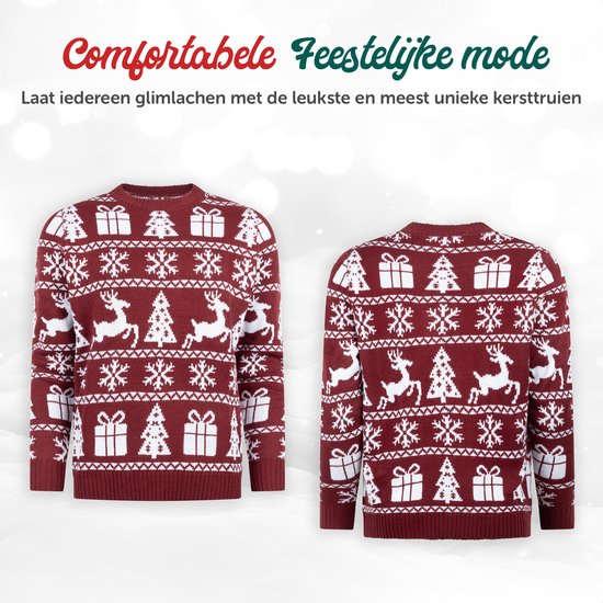 Wrong Pull de Noël Femme & Homme - Pull de Noël « Cosy Noël Bordeaux Rouge » - Homme & Femme Taille XXL - Sinterklaas - Noël - Cadeau de Noël