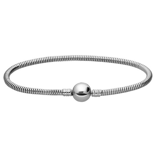 Lucardi - Dames Stalen armband slang ronde sluiting - Armband - Staal - Zilverkleurig - 20 cm