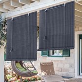 Roll'up Bamboe tressé pour extérieur 120 x 250 cm gris - résistant aux intempéries - Store enrouleur durable pour fenêtres