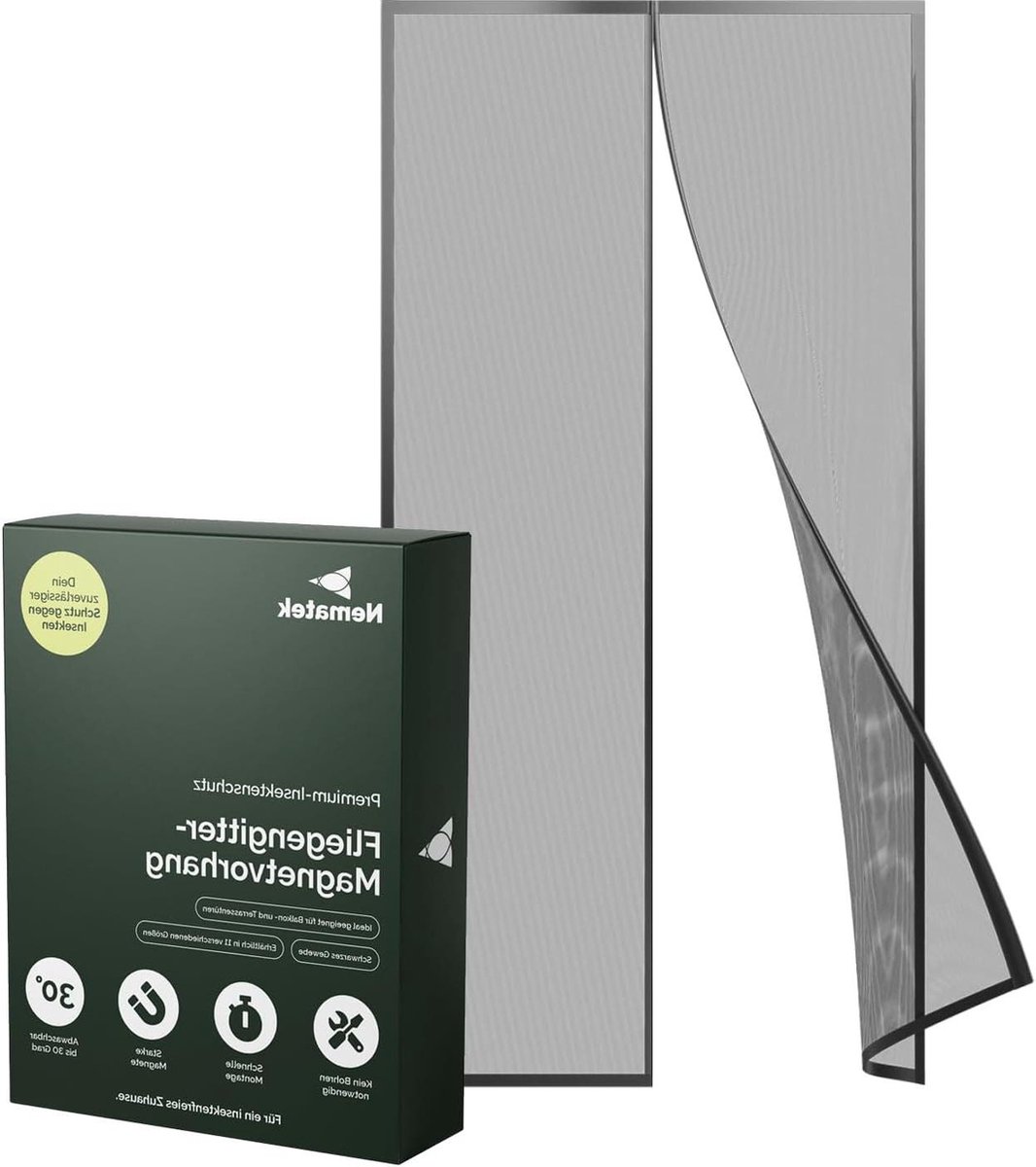 Magnetisch vliegengaas 110 x 220 cm - Hoogwaardig vliegengaas voor balkondeur - Zwart - Terrasdeur zonder boren met sterke magneten screen door
