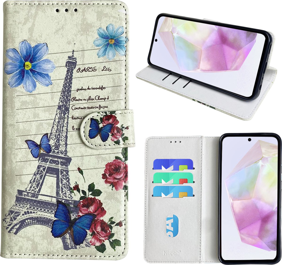 Hoesje geschikt voor Samsung Galaxy A35 Bookcase met Eiffel Toren /Parijs
