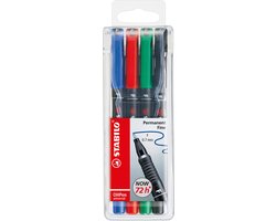 STABILO OHPen - Permanente Marker - Universal F Punt 0,7 mm - Etui Met 4 Kleuren