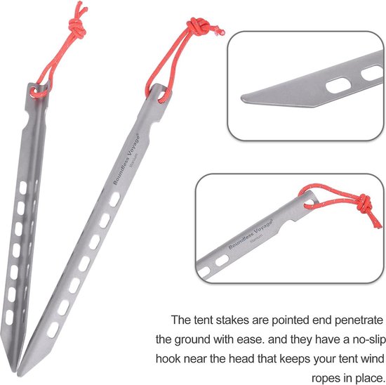 Titanium haringen ultralicht voor camping tenten - 6/8/12 stuks Tent pegs — afbeelding 2