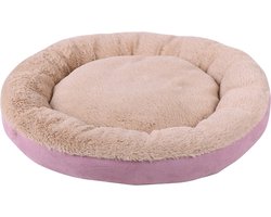 Dogi Hondenmand/hondenkussen - roze/beige - dia 54 cm - Huisdieren slaap kussen - rond - dikke warme ondergrond
