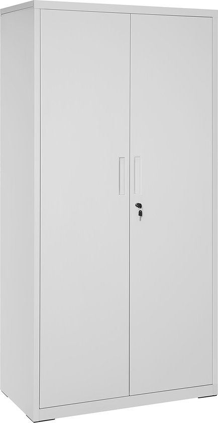 Tidyard Bureaukast met schuifdeur, archiefkast, kantoormeubel, metalen kast, stalen kast, opbergkast, universele kast, staal, wit, 90 x 40 x 180 cm Tidyard Bureaukast met schuifdeur, archiefkast, kantoormeubel, metalen kast, stalen kast, opbergkast, universele kast, staal, wit, 90 x 40 x 180 cm