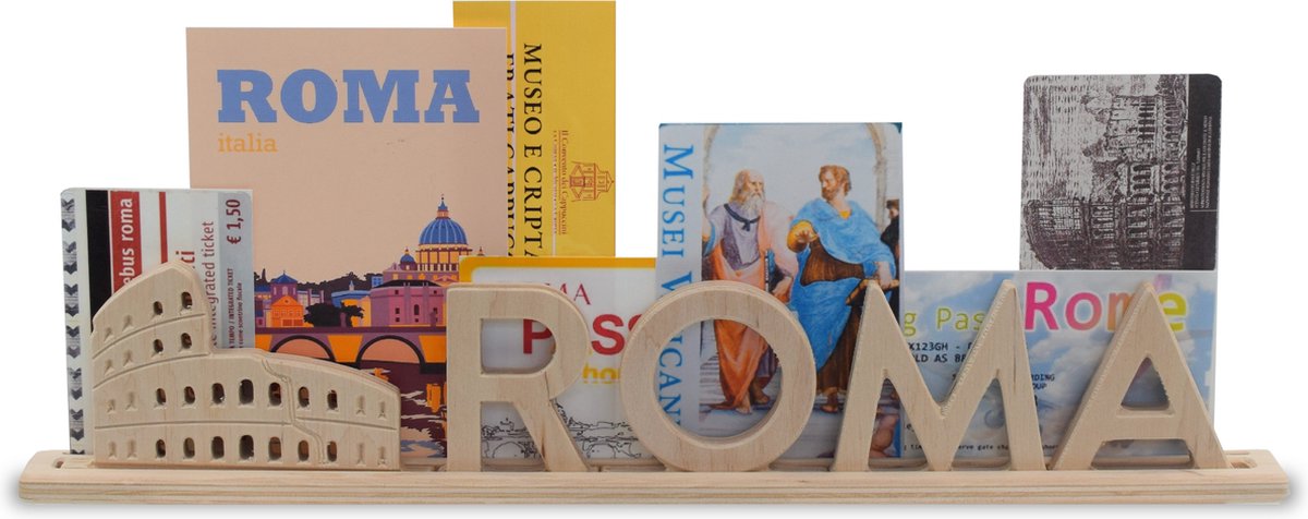 Roma, houten Letter standaard Souvenir met coloseum: kan gepersonaliseerd worden met fotos en tickets