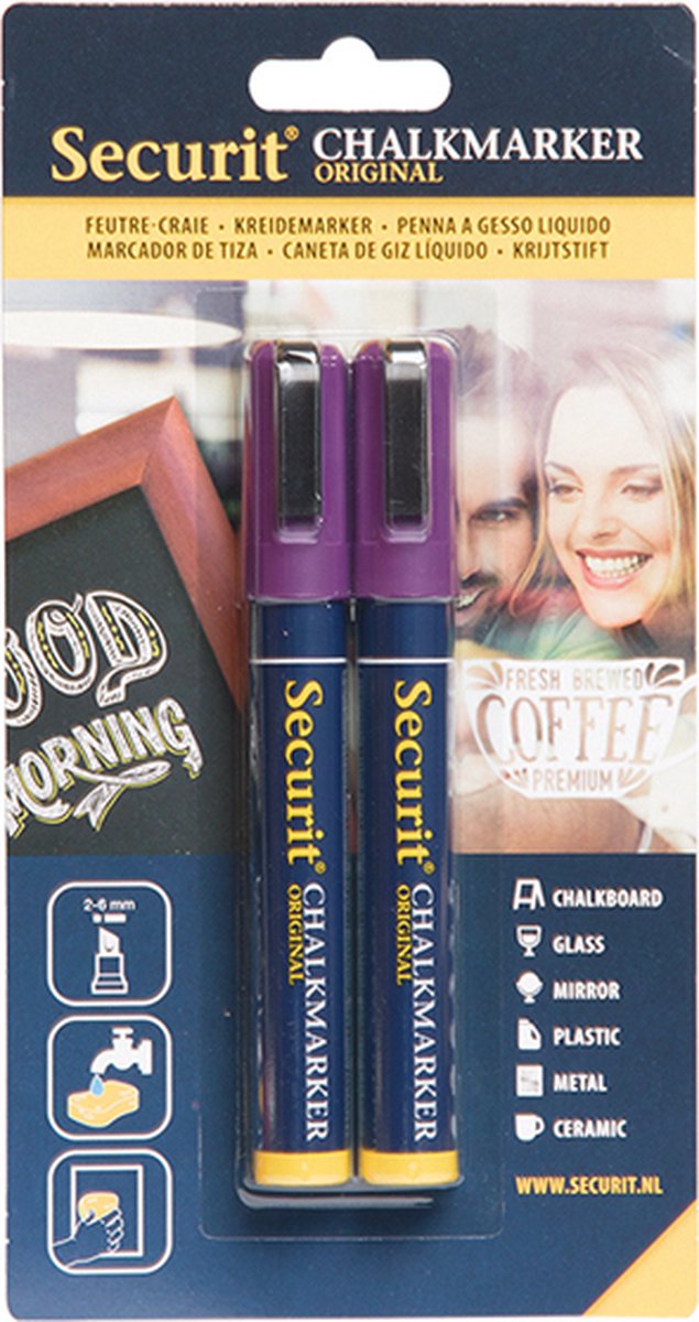 Securit® Original krijtstiftenset van twee stuks in violet