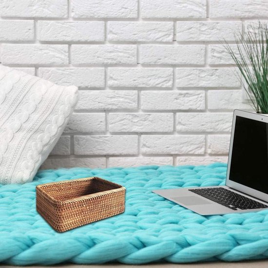 Tadoiooy Geschulpte geweven rotan mand, 20,8 x 20,8 x 13,5 cm, beige Tadoiooy Geschulpte geweven rotan mand, 20,8 x 20,8 x 13,5 cm, beige
