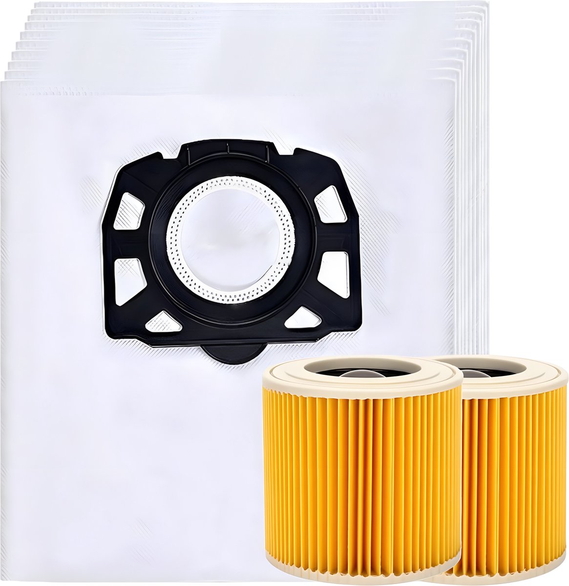 20x Stofzuigerzakken & 2 filter geschikt voor Karcher WD2 Plus, WD3 (Battery), KWD1, KWD2, KWD3, WD3.200 - WD3.800 M - stofzuigzak stofzakken