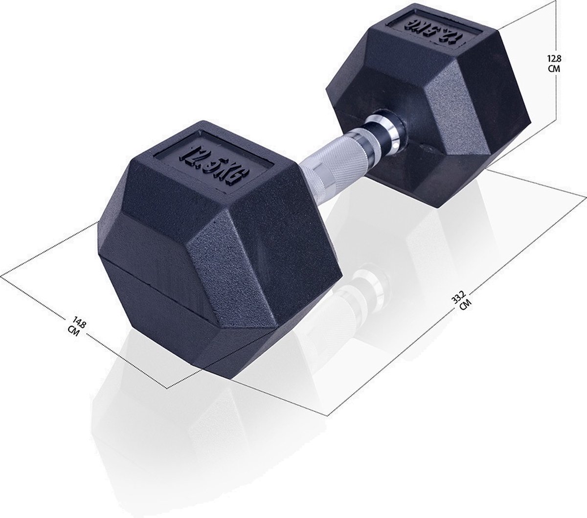 ForzaFit Hexagon Dumbbell 12.5 kg - Zwart - Rubber - Halter Gewicht voor Fitness – foto 3