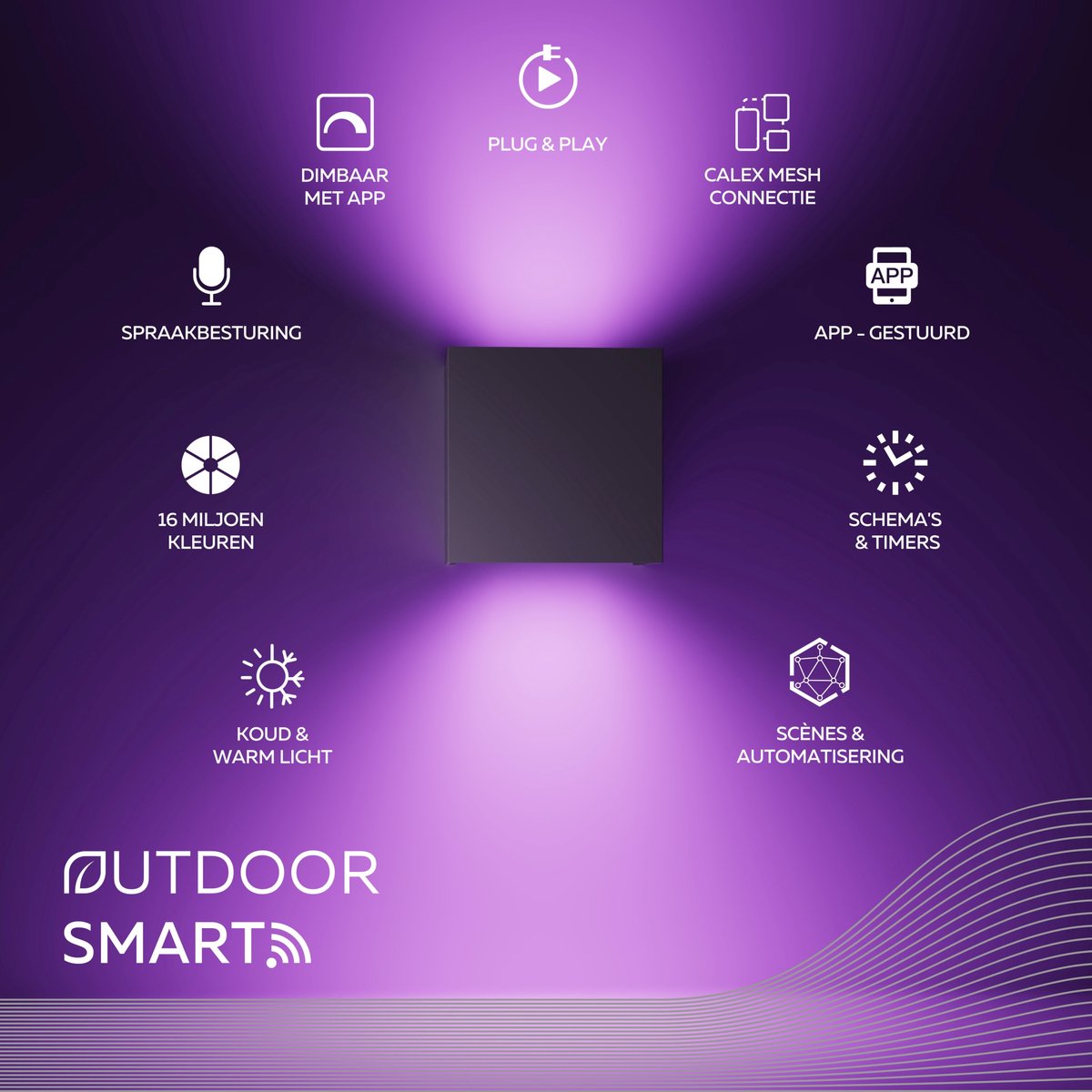 Calex Smart Outdoor Slimme LED Wandlamp - Set van 2 - RGB Up & Down Buitenlamp, bediening via app en stem - Binnen & Buiten - Kleuren en Warm Wit Licht thumbnail 5