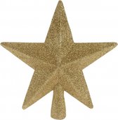 Kerstboom piek - ster - goud - glitters - 19 cm - kunststof kerstpiek - piek - kerstversiering