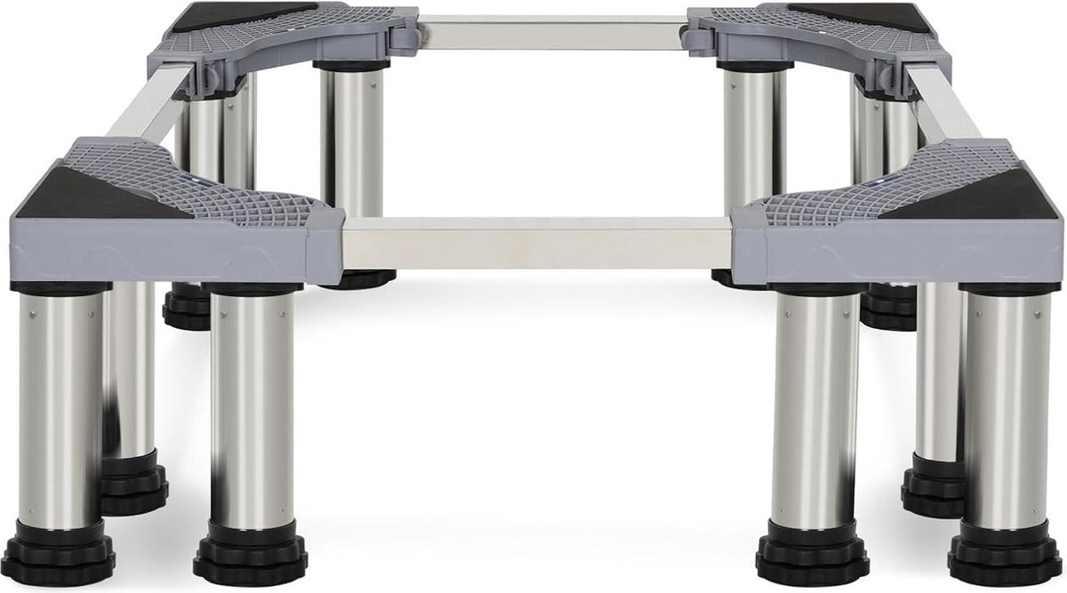 Wasmachine verhoger - Onderstel met 12 zware lasten - Hoogte 237 tot 264 cm - Uitschuifbare sokkel - Platform voor wasmachine en droger - Koelkast - Houdt tot 300 kg Wasmachine verhoger
