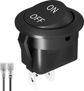 ProRide Wipschakelaar ON/OFF KCD2-202 - met Aansluitkabel - 2-pins - Rond ⌀20mm - 250V/6A - Zwart