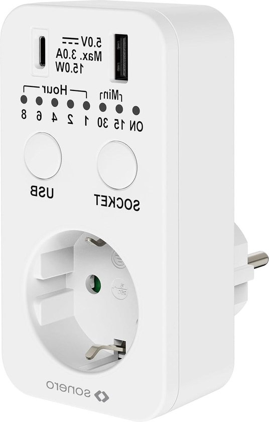 Point Contact Timer Stopcontact met timer en countdown-schakelaar - programmeerbare 230V ...