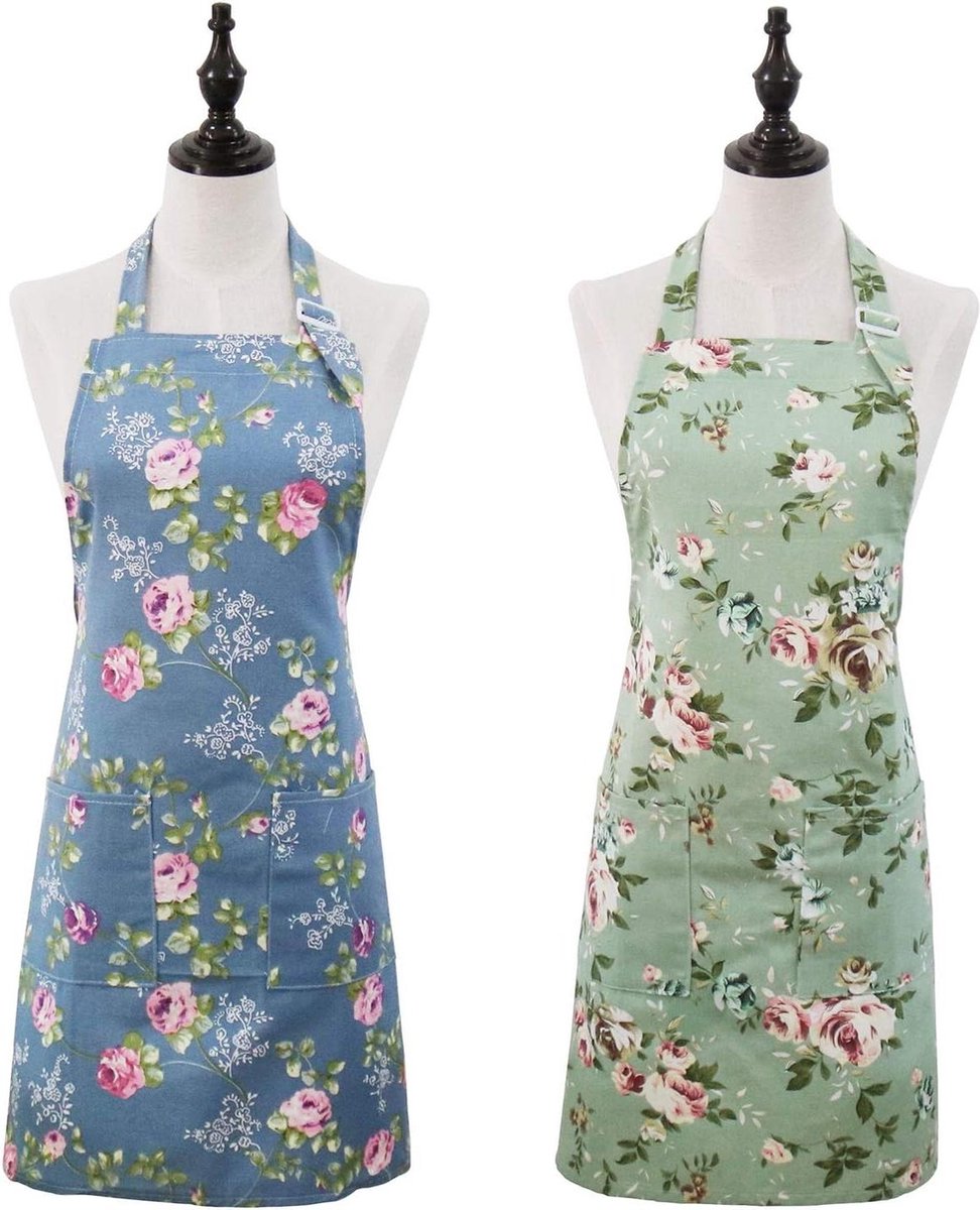Bloemenschorten met zakken Vintage keukenschorten 2-pack voor vrouwen Leuke bakcadeaus Verjaardag en housewarming cadeaus