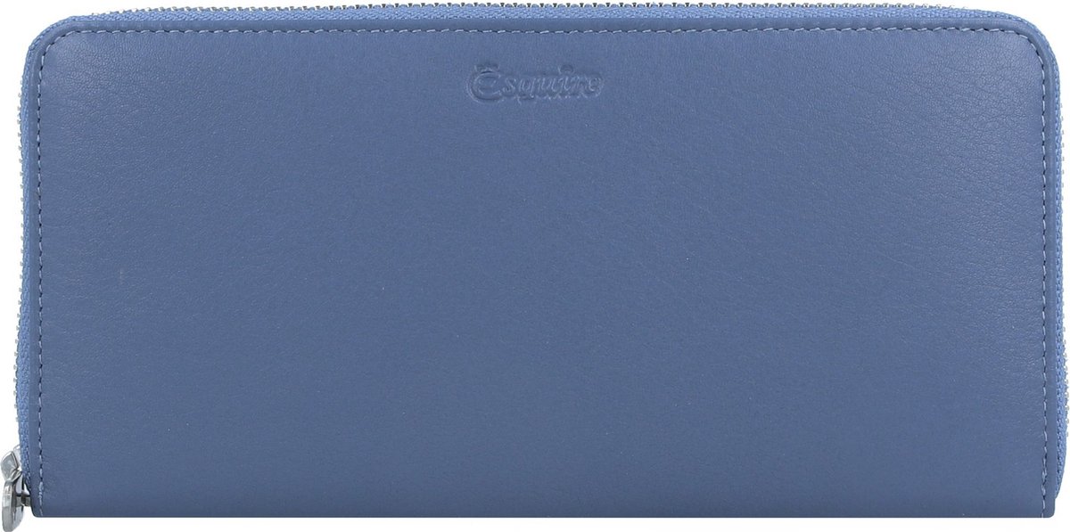 Esquire Leren Portemonnee Viktoria Zip Around Wallet Dove Blue Lichtblauw