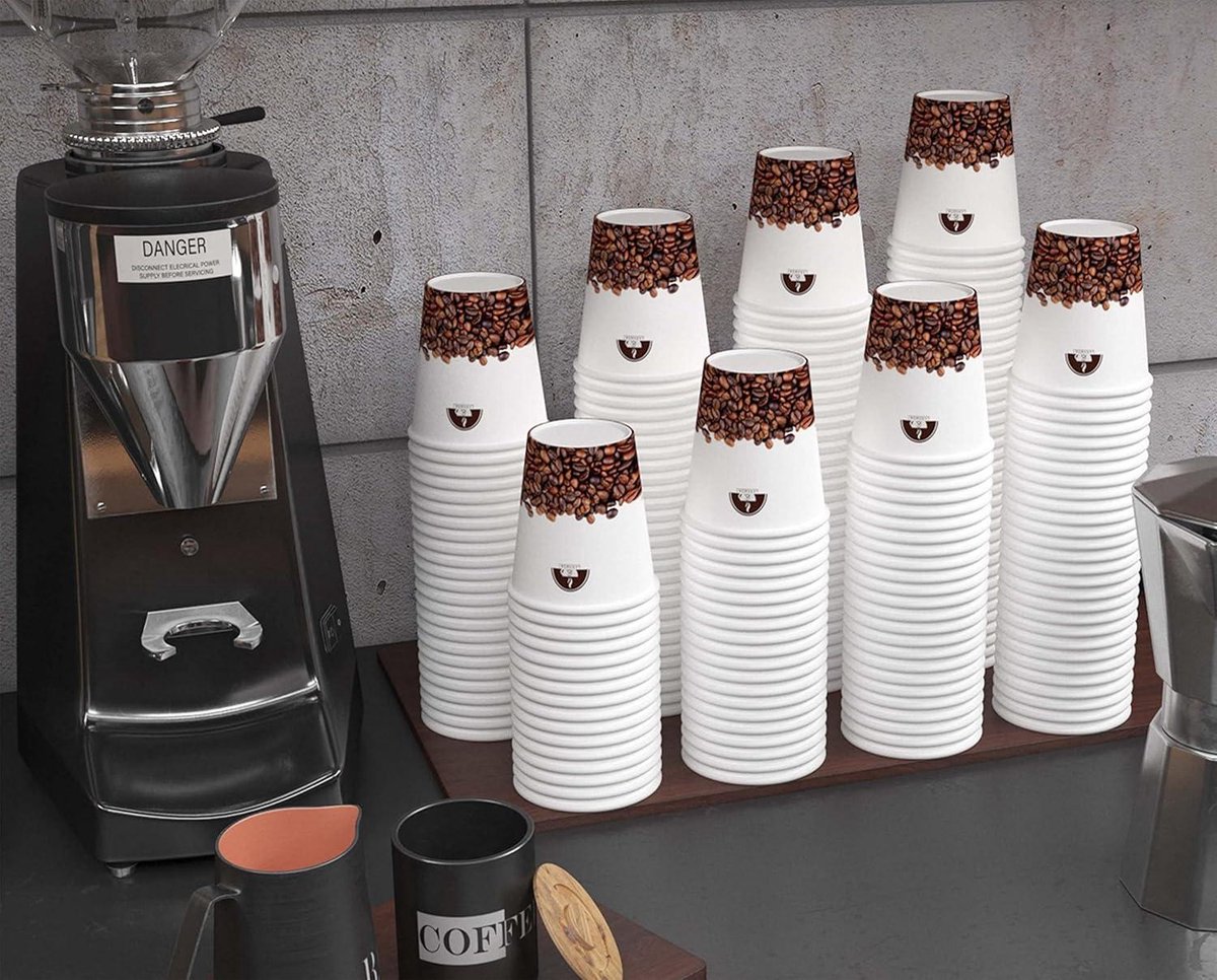 400 Gobelets Carton 7 Oz Avec Agitateurs Bois - Biodégradables Chaud/Froid Café Thé Événements